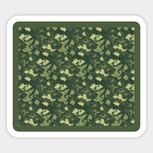 Pixelated green camouflage pattern Sticker by YOONUX